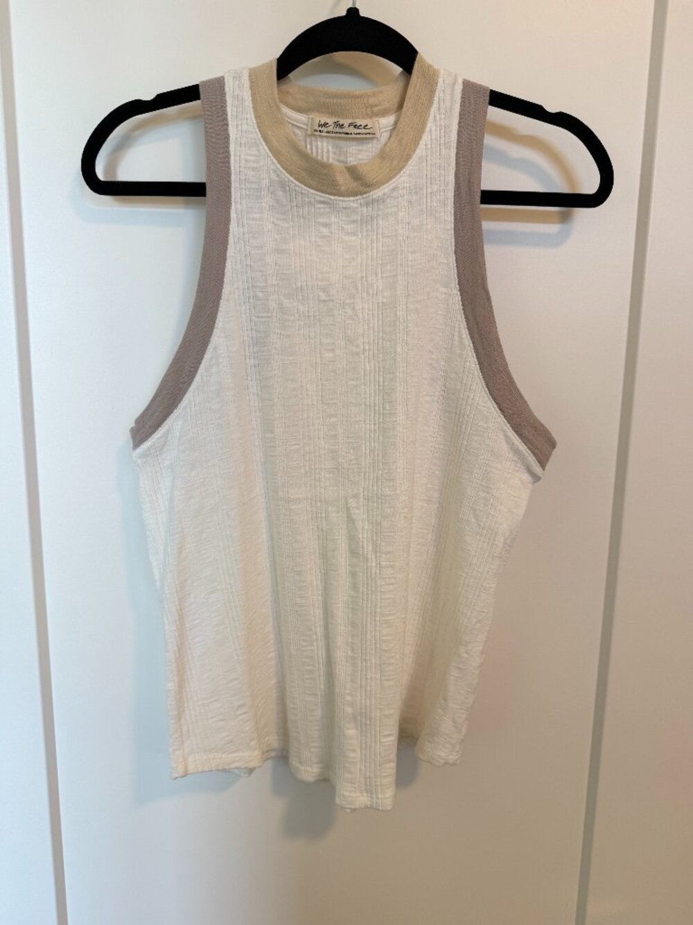 Free People Beige & White Racerback Tank | XL